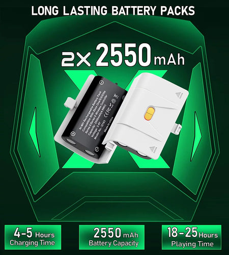 Xbox Controller Charger Station, 2 X5520Mwh Rechargeable Battery Pack for Xbox Series S/Xbox One X/One S/Xbox Elite/ Xbox Series X Controller