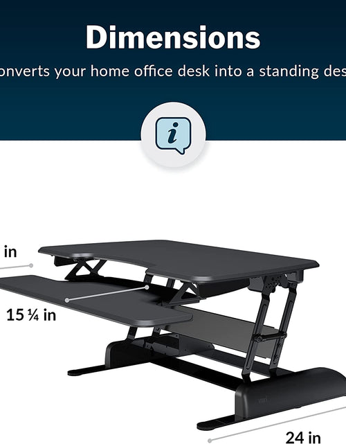 Load image into Gallery viewer, - desk Essential 36 - Two-Tier Standing Desk Converter for Monitor &amp; Accessories - Height Adjustable Sit Stand Desk - Fully Assembled Monitor Riser for Home Office - 36" Wide, Black
