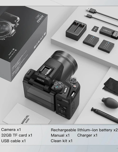 Load image into Gallery viewer, Digital Camera for Photography,4K 64MP Video Camera with 16X Digital Zoom and 32GB SD Card Black
