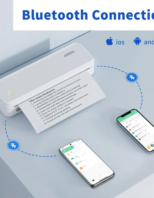 Load image into Gallery viewer, School Supplies Wireless Portable Printer for Travel, Bluetooth Thermal Printer, Compact Inkless Printer Compatible with Android, Ios and Laptop for Office Home, Support 8.5'' X 11'' US Letter
