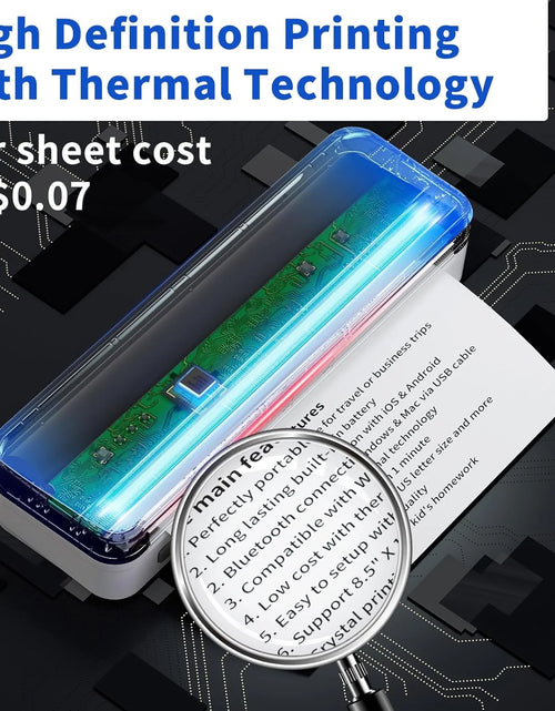 Load image into Gallery viewer, School Supplies Wireless Portable Printer for Travel, Bluetooth Thermal Printer, Compact Inkless Printer Compatible with Android, Ios and Laptop for Office Home, Support 8.5'' X 11'' US Letter
