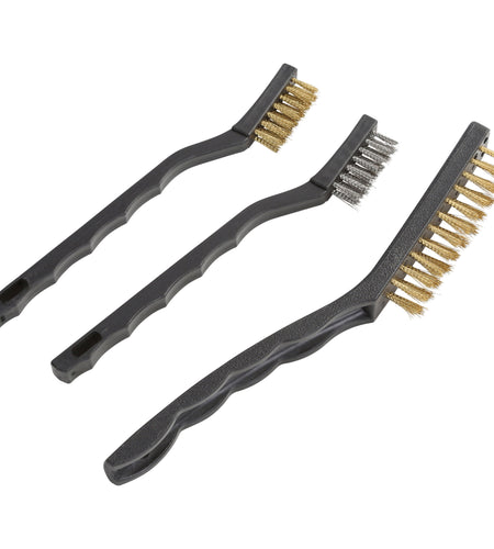 3-Piece Wire Utility Brush Set with Brass and Stainless Steel Bristles for Cleaning