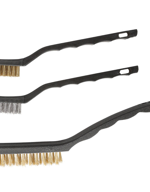 Load image into Gallery viewer, 3-Piece Wire Utility Brush Set with Brass and Stainless Steel Bristles for Cleaning
