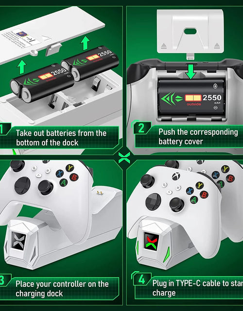 Load image into Gallery viewer, Xbox Controller Charger Station, 2 X5520Mwh Rechargeable Battery Pack for Xbox Series S/Xbox One X/One S/Xbox Elite/ Xbox Series X Controller
