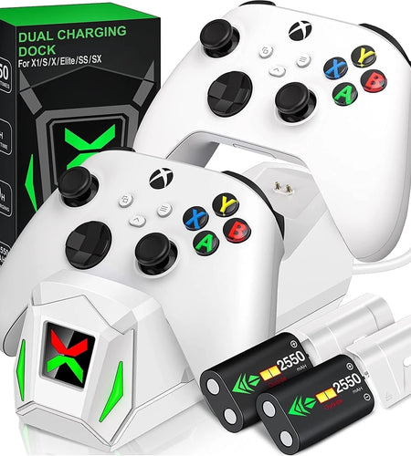 Xbox Controller Charger Station, 2 X5520Mwh Rechargeable Battery Pack for Xbox Series S/Xbox One X/One S/Xbox Elite/ Xbox Series X Controller